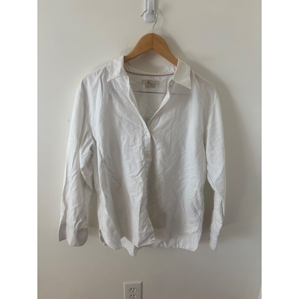 Boden White 100% Cotton Button Down Shirt Blouse T1179 Womens Size 10P Petite